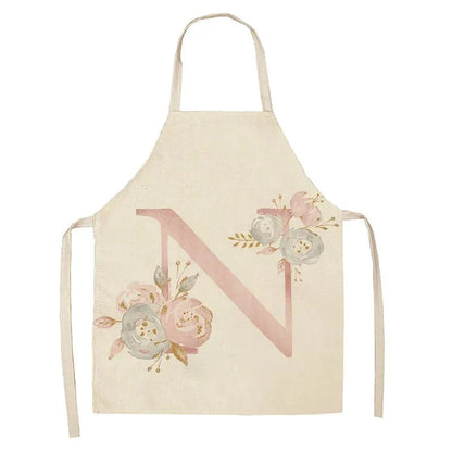 Tablier de Cuisine Enfant Motif Lettre Rose en Lin - Accessoires de Cuisson et de Boulangerie N / 47x38cm child size