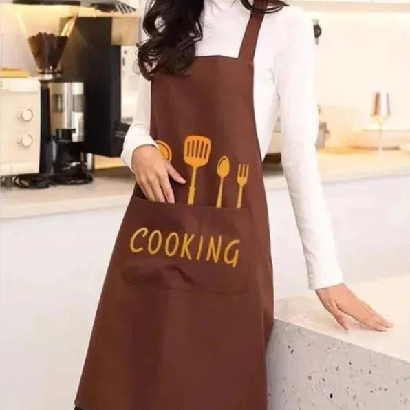 Tablier de Cuisine PVC Imperméable pour Adultes Style Vintage - Taille Unique coffee gold