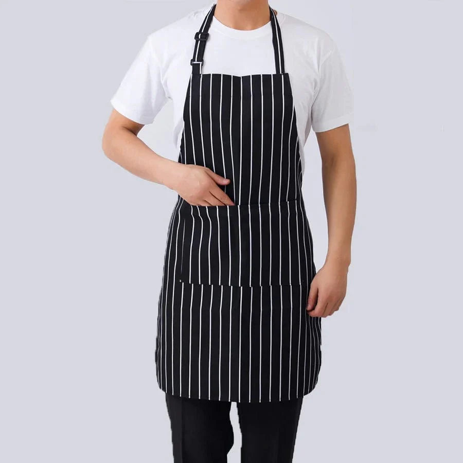 Tablier de Cuisine Rayé Réglable pour Adulte - Idéal pour Restaurant, Camping et Cuisine heibaitiao