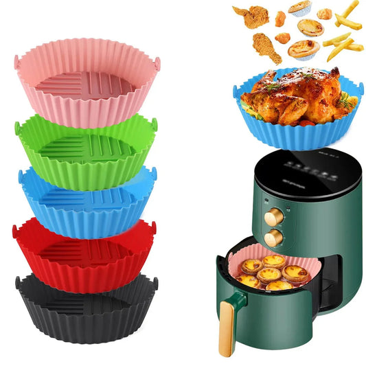 Tapis de Cuisson en Silicone pour Air Fryer - Facile à Nettoyer et Résistant à Haute Température - Modèle Circulaire Pliable - Qualité Alimentaire