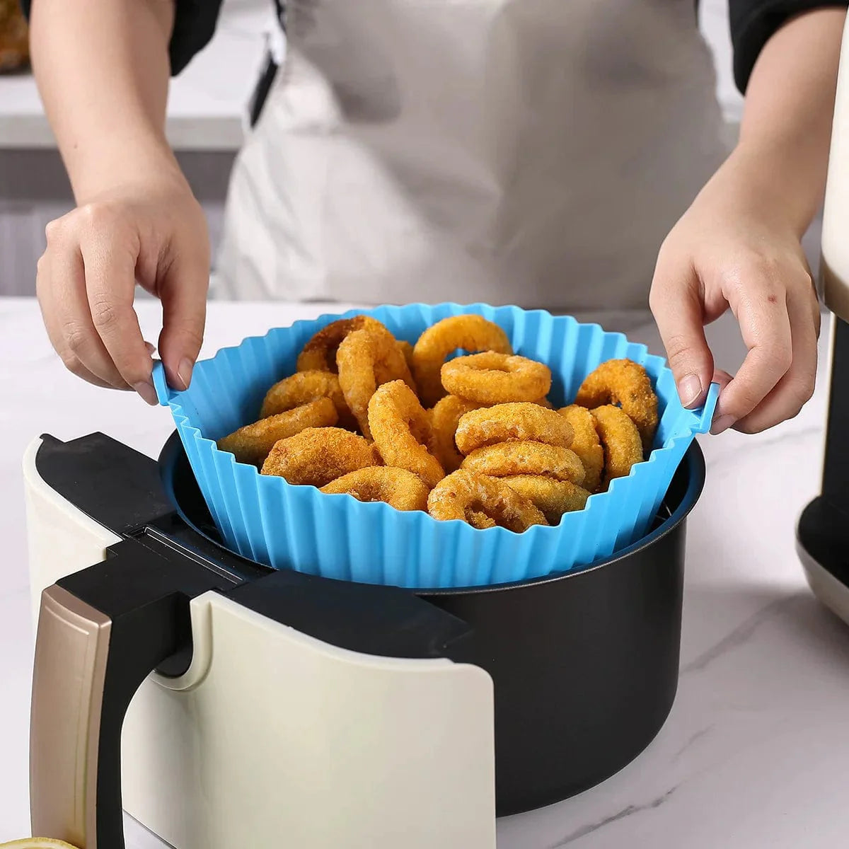 Tapis de Cuisson en Silicone pour Air Fryer - Facile à Nettoyer et Résistant à Haute Température - Modèle Circulaire Pliable - Qualité Alimentaire