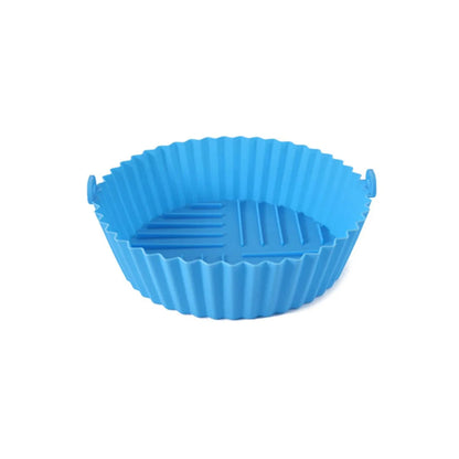 Tapis de Cuisson en Silicone pour Air Fryer - Facile à Nettoyer et Résistant à Haute Température - Modèle Circulaire Pliable - Qualité Alimentaire blue  large