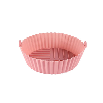 Tapis de Cuisson en Silicone pour Air Fryer - Facile à Nettoyer et Résistant à Haute Température - Modèle Circulaire Pliable - Qualité Alimentaire pink large