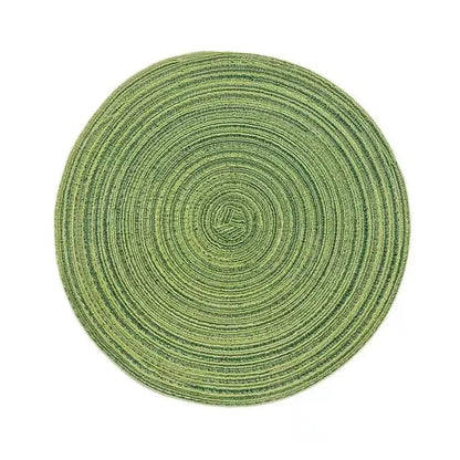 Tapis de Table Rond en Vinyle Tissé Individuel pour Décoration de Table, Lot de 1 Green / 11cm / Round