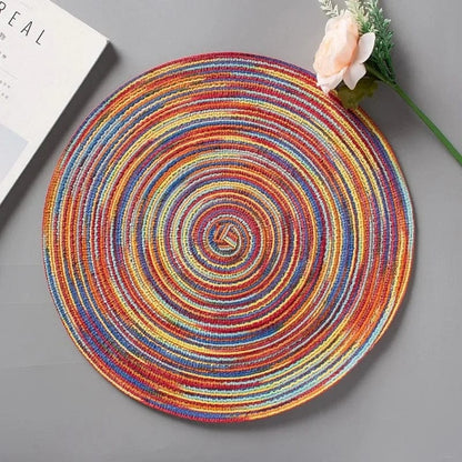 Tapis de Table Rond en Vinyle Tissé Individuel pour Décoration de Table, Lot de 1 Mixed Red / 18cm / Round