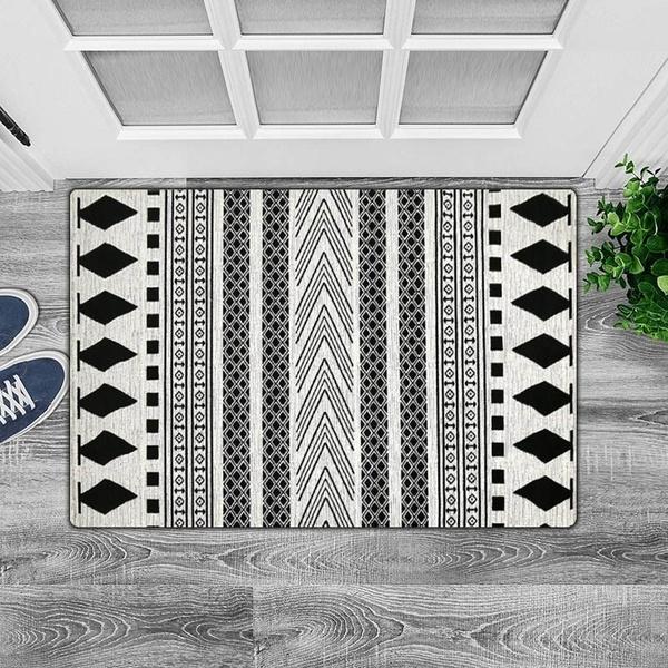 Tapis Géométrique Noir et Blanc