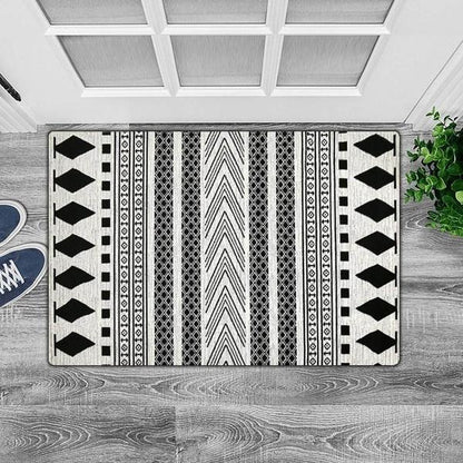 Tapis Géométrique Noir et Blanc