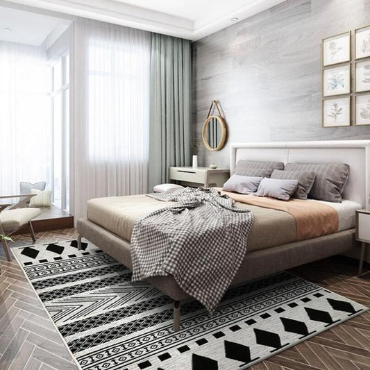Tapis Géométrique Noir et Blanc