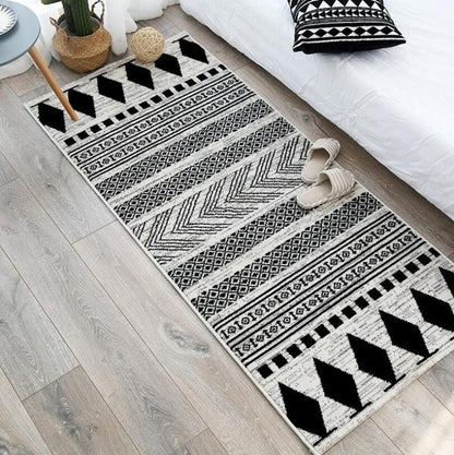 Tapis Géométrique Noir et Blanc