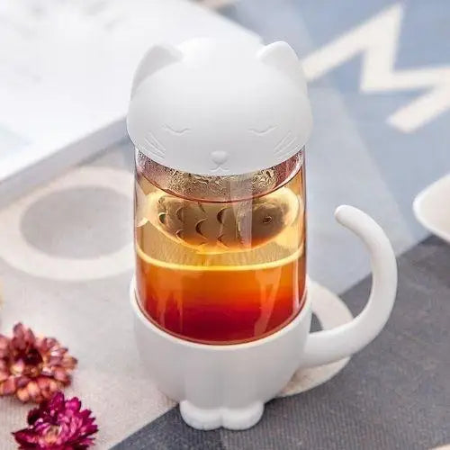 Tasse à Thé Infuseur Chat Blanc