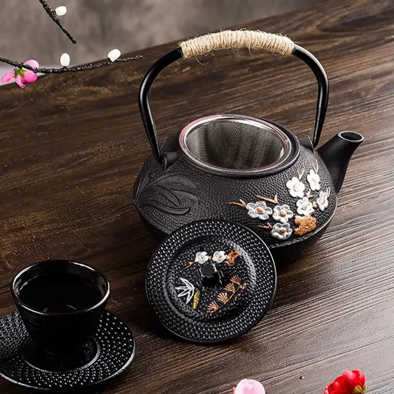 Théière en Fonte du Japon 白い花