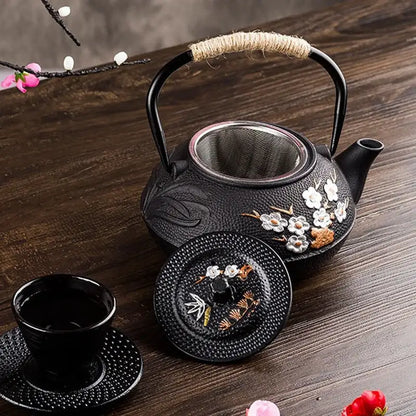 Théière en Fonte du Japon 白い花