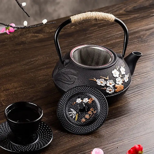 Théière en Fonte du Japon 白い花