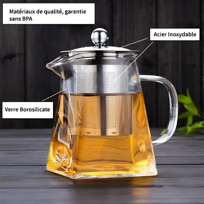 Théière en Verre avec Filtre Pratique