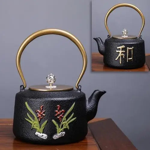 Théière fonte Artisanale Fleurs (1,2 Litre)