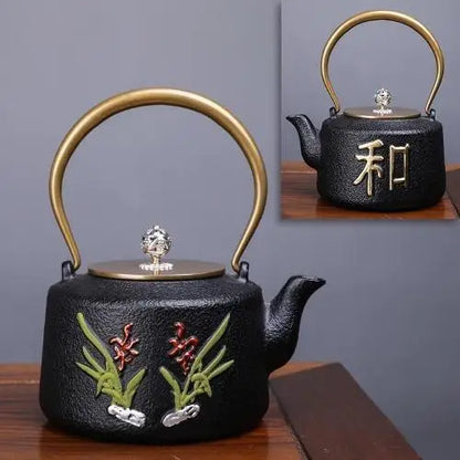 Théière fonte Artisanale Fleurs (1,2 Litre)