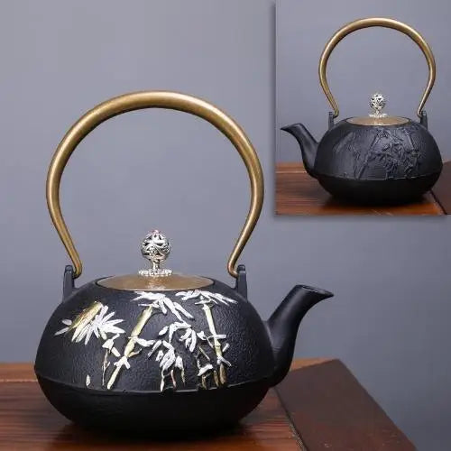 Théière Fonte Bambou Doré