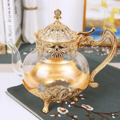Théière Orientale en Verre Or