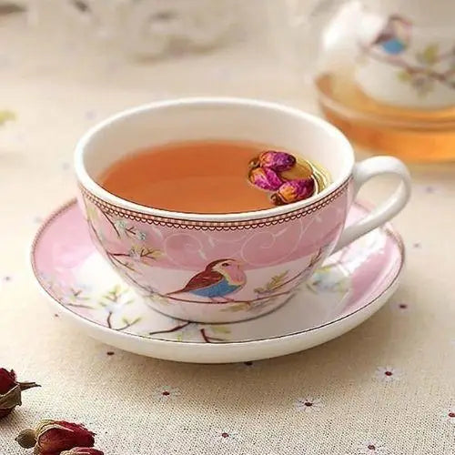 Théière Vintage en Verre avec Motif d'Oiseaux