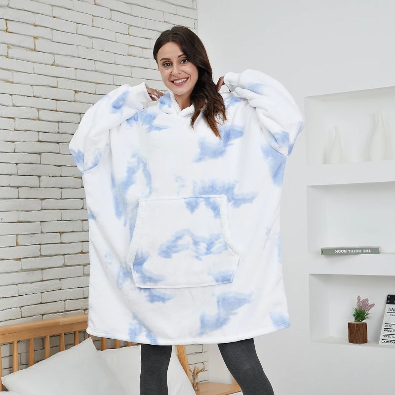 Sweat Plaid Femme Blanc À Motif Bleu