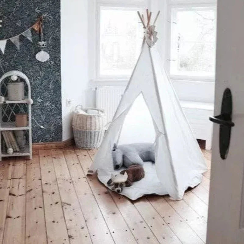 Ensemble Tipi et Tapis en lin « blanc »