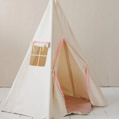 Ensemble Tipi « Fluffy Pompoms » avec Pompons et Tapis