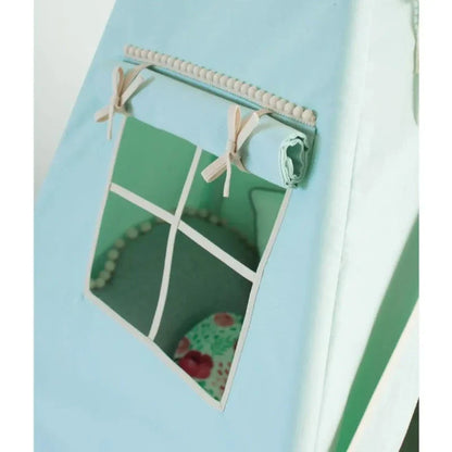 Ensemble tipi « Mint Fog » avec pompons et tapis