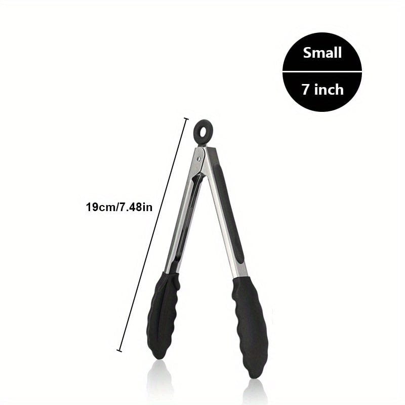 Tong de cuisine en acier inoxydable avec embouts en silicone noirs Small