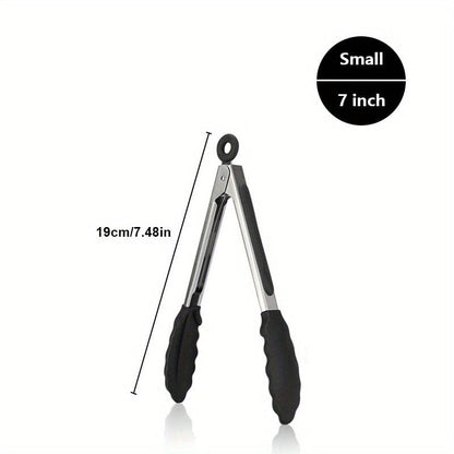 Tong de cuisine en acier inoxydable avec embouts en silicone noirs Small