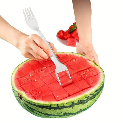 Trancheuse et évideur d'acier inoxydable pour pastèque - Outil de cuisine 2-en-1 pour découper facilement les fruits et légumes