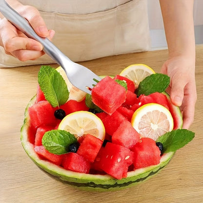 Trancheuse et évideur d'acier inoxydable pour pastèque - Outil de cuisine 2-en-1 pour découper facilement les fruits et légumes