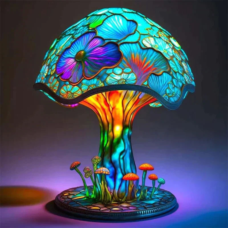 LampeFantaisie en Vitrail Artistique – Lampe Décorative Classique, Éclairage Relaxant, Style Art Déco