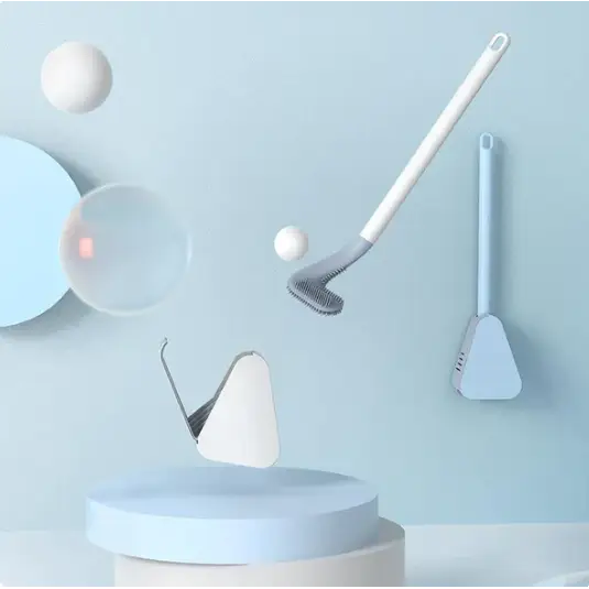 TriClean - Brosse de toilettes en Silicone Ultra - efficace ( + Support Offert) Blanc