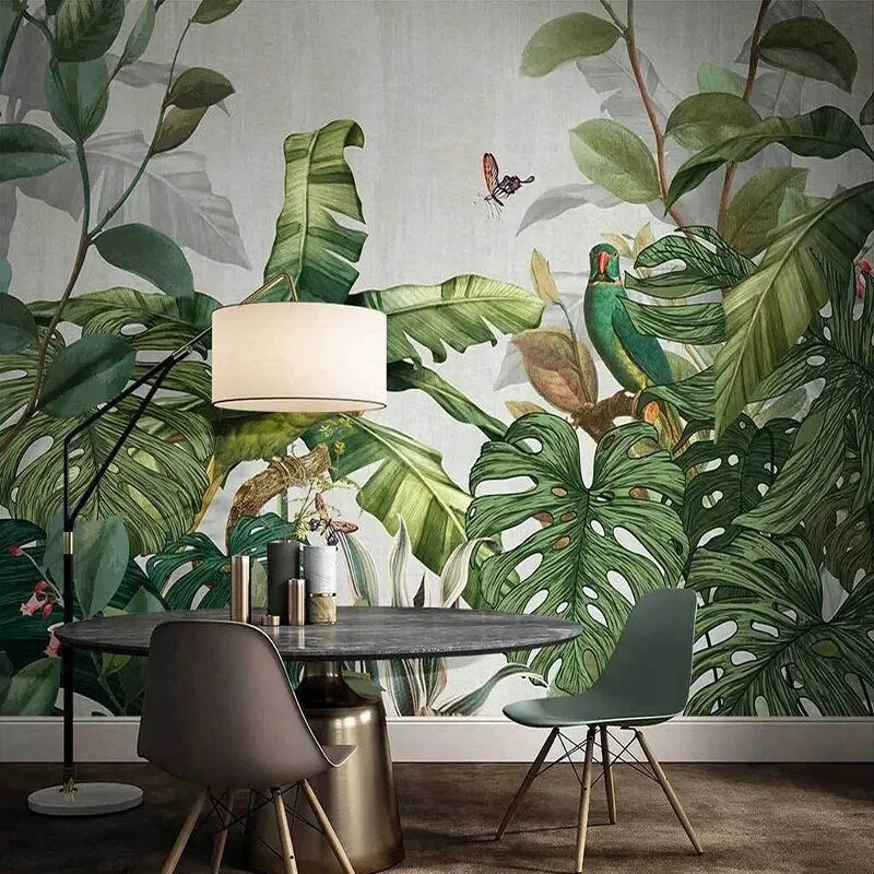 Trompe l'Oeil Mural de Style Forêt Tropicale