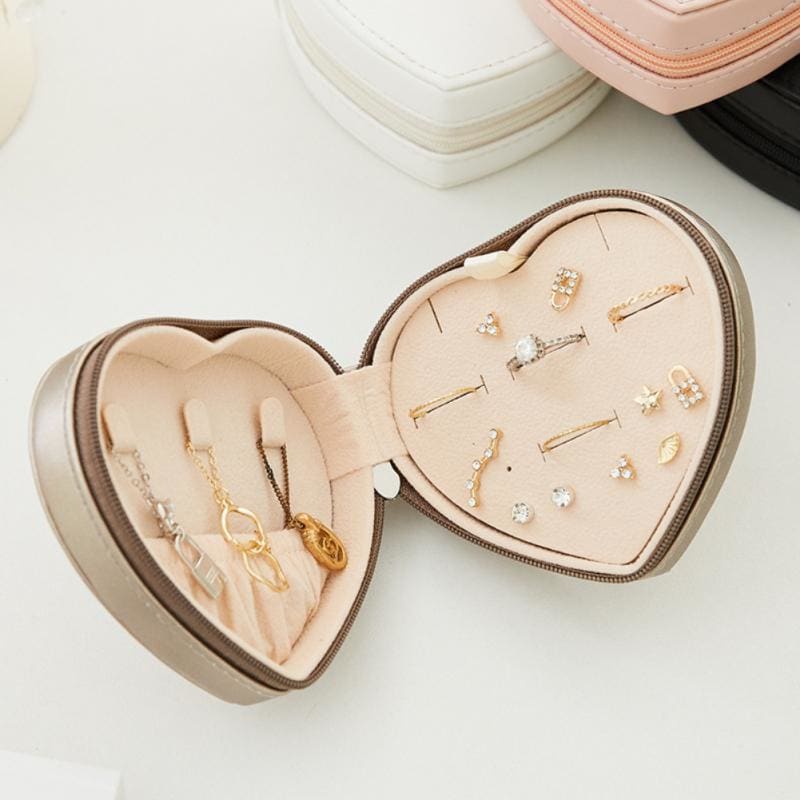 Trousse de voyage pour bijoux en forme de cœur
