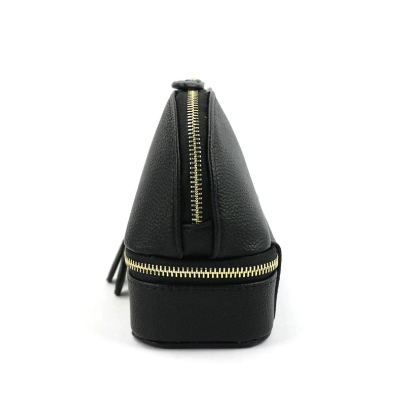 Trousse de maquillage et emplacements bijoux en cuir