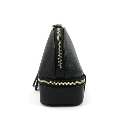 Trousse de maquillage et emplacements bijoux en cuir