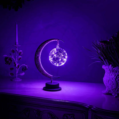 Lampe Lunaire Enchantée - Lune Magique en Verre avec Lumière LED