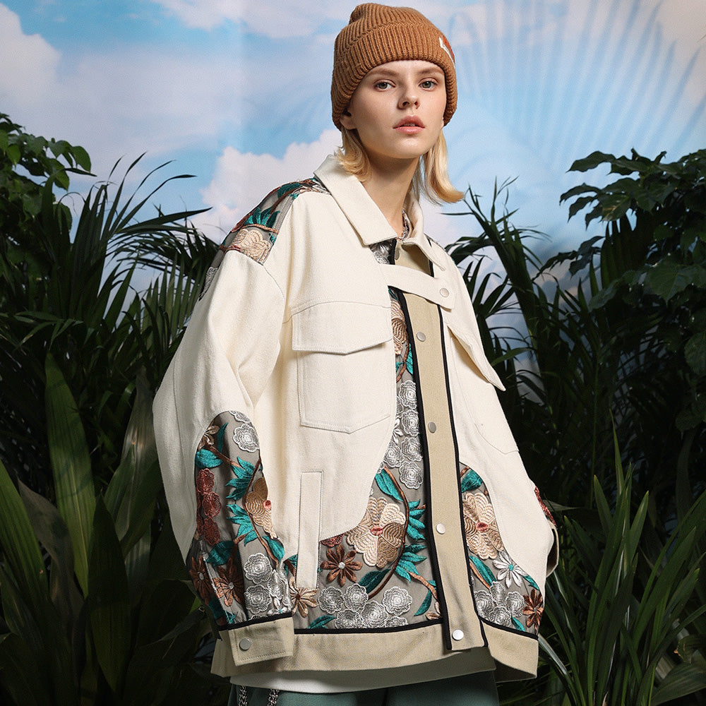 Veste harajuku japonaise homme fleurs