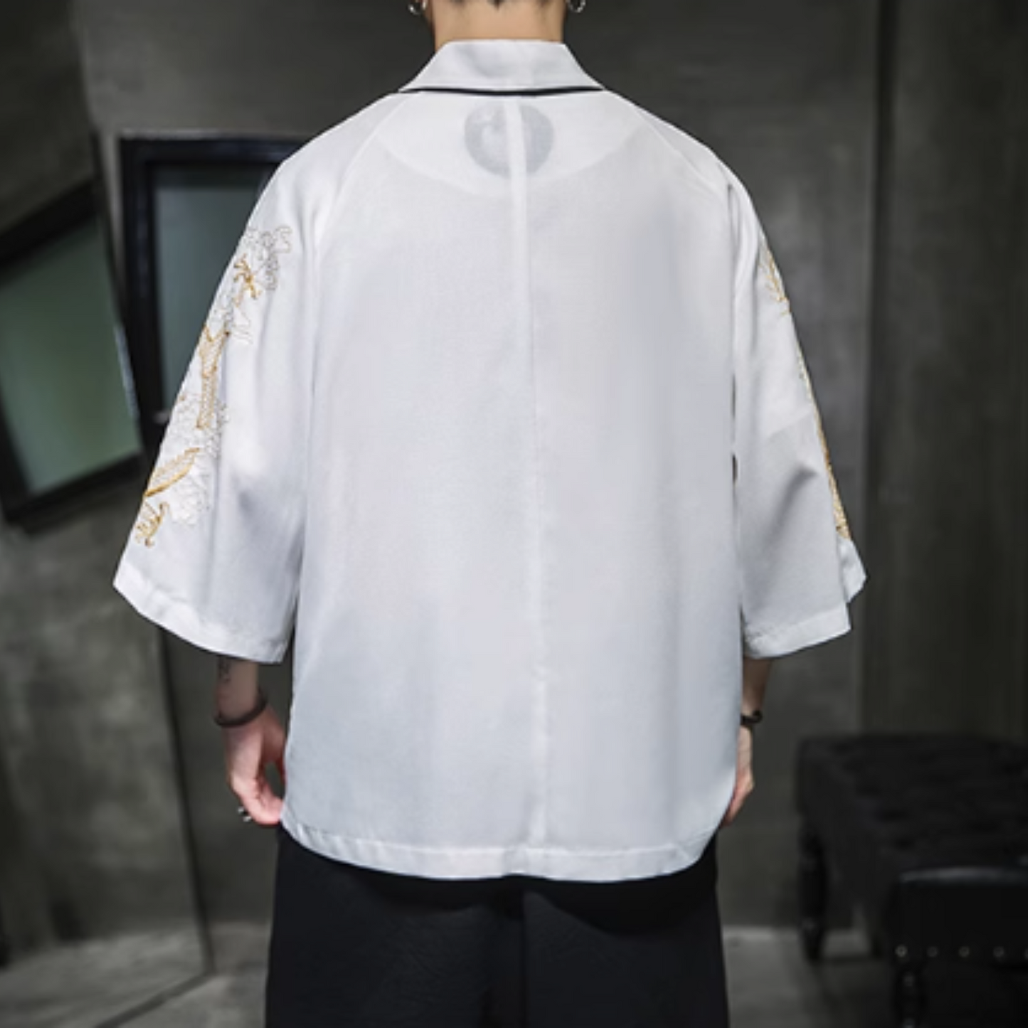 Haori japonais homme motif dragon doré