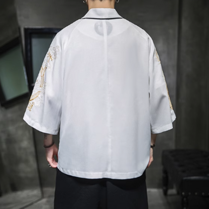 Haori japonais homme motif dragon doré