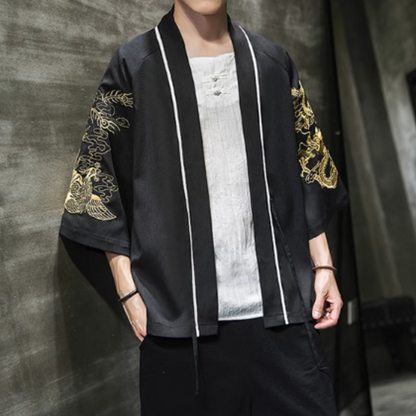 Veste Kimono Japonais Homme ’Mitsuo’ - Noir / S