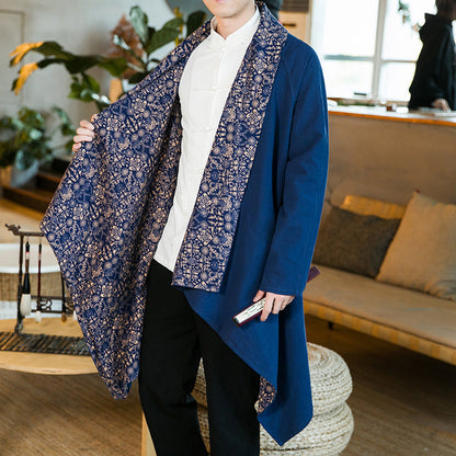 Veste Kimono Longue ’Kazuko’ - Bleu / M