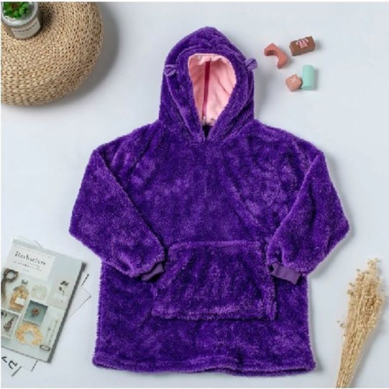 Pull  Plaid Enfant Animal Violet