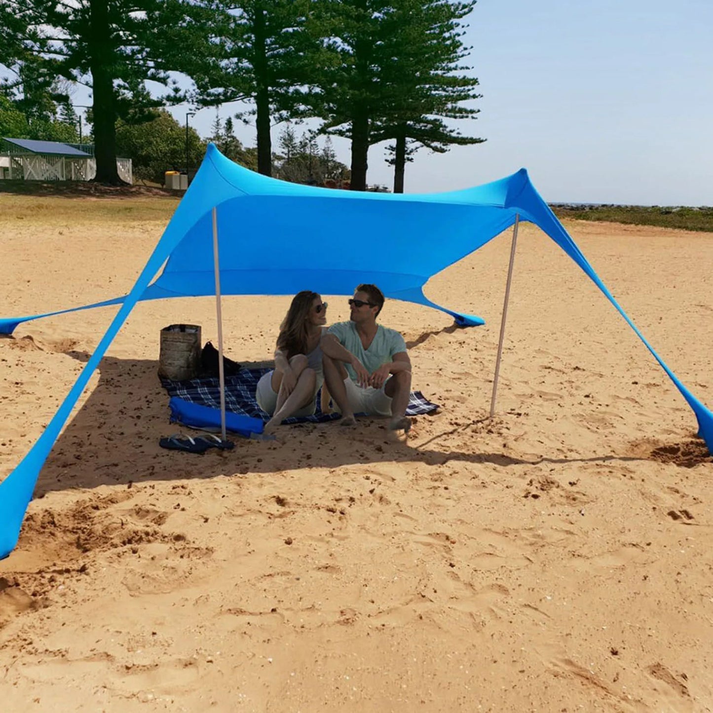 Voile d'Ombrage Rectangulaire Bleu pour Plage