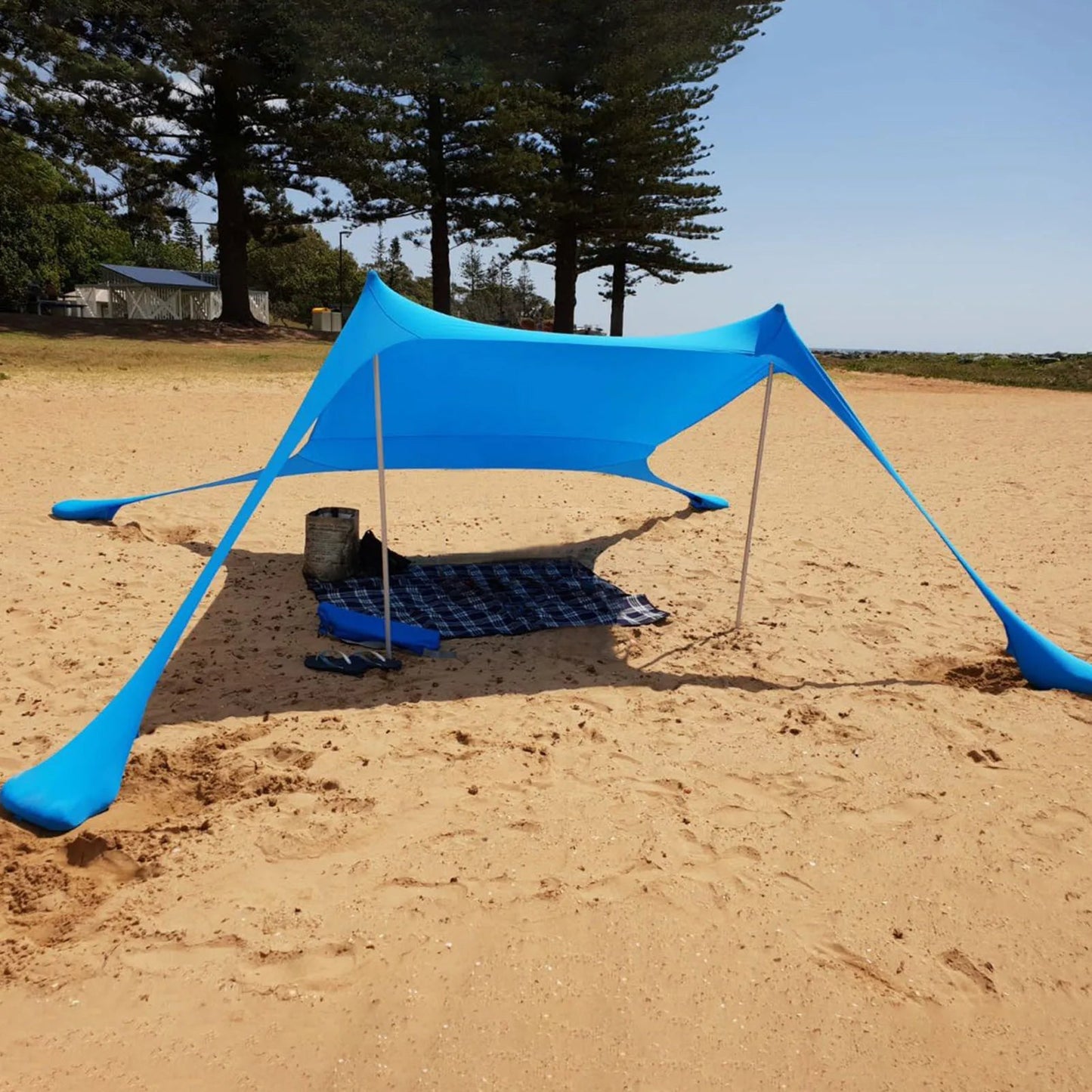 Voile d'Ombrage Rectangulaire Bleu pour Plage