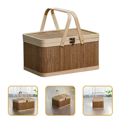 Panier Pique-Nique Bambou Foncé