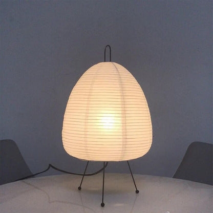 Lampe de Table Japonaise en Papier de Riz - LED Design Artistique avec Pied Tripode en Bois