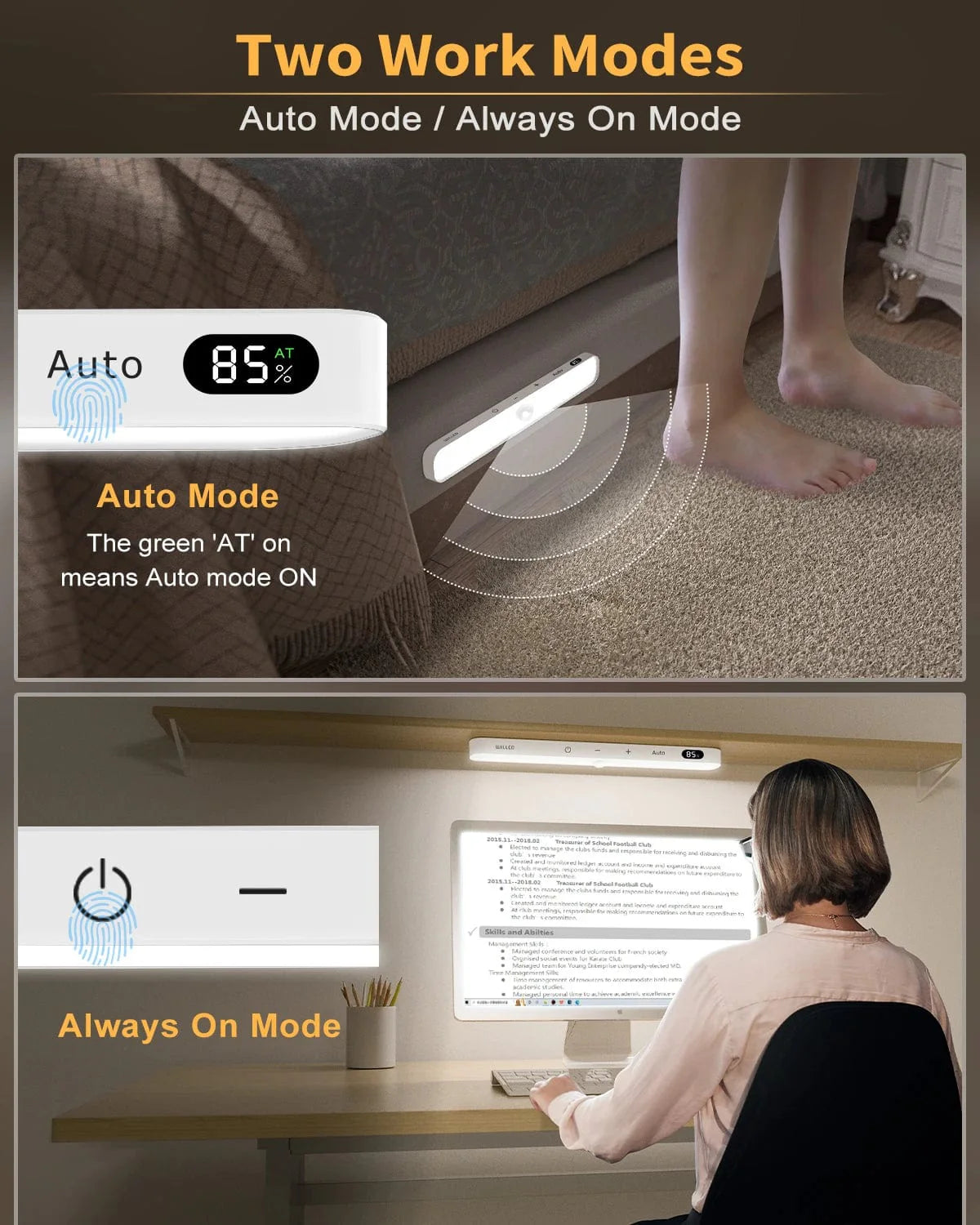Éclairage de Placard à Détecteur de Mouvement LED Rechargeable Wireless