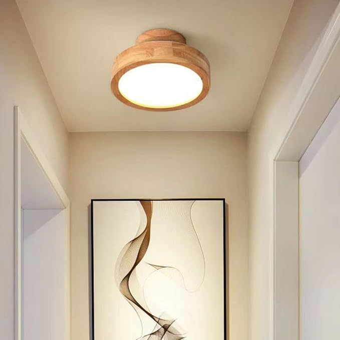 Plafonnier LED Moderne en Bois – Éclairage Minimaliste avec Fonction Dimmable pour Bureau et Salon